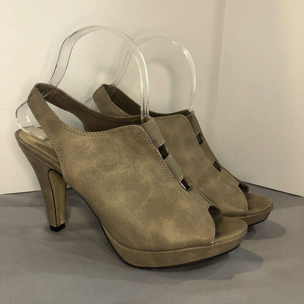 Madden Girl Peep‎ Toe Pump Dress Heels Sand Women’s Size 8